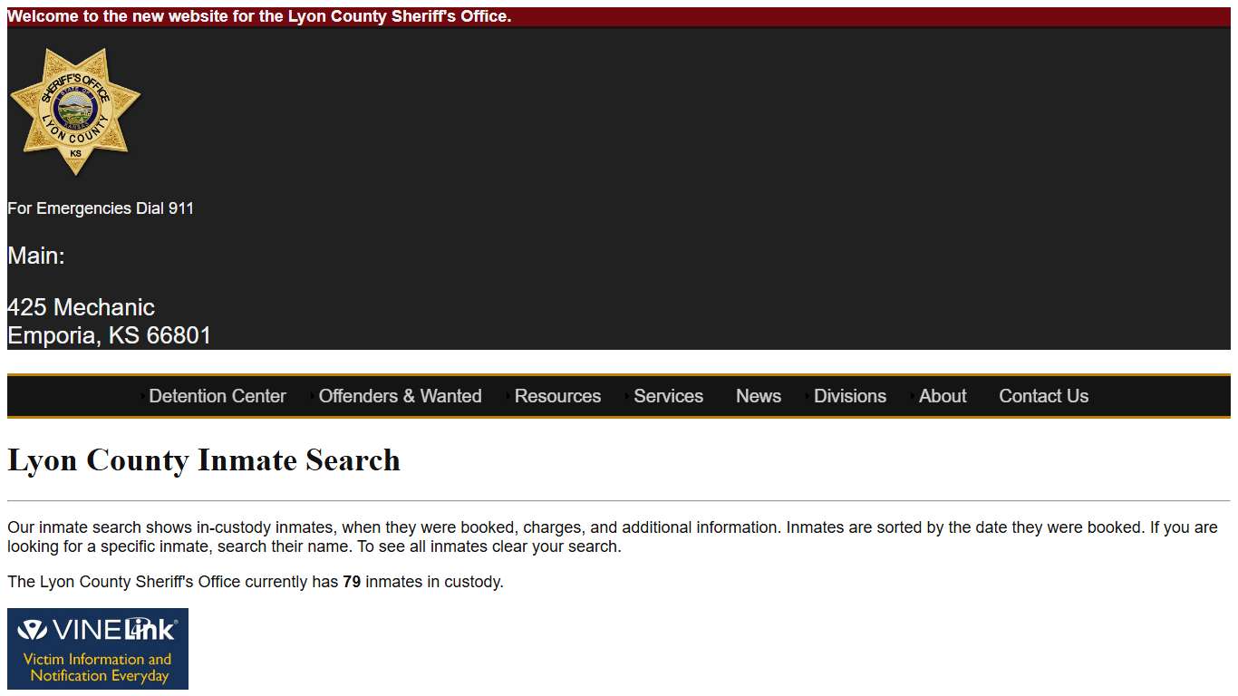 Inmate Search - Lyon County Sheriff's Office