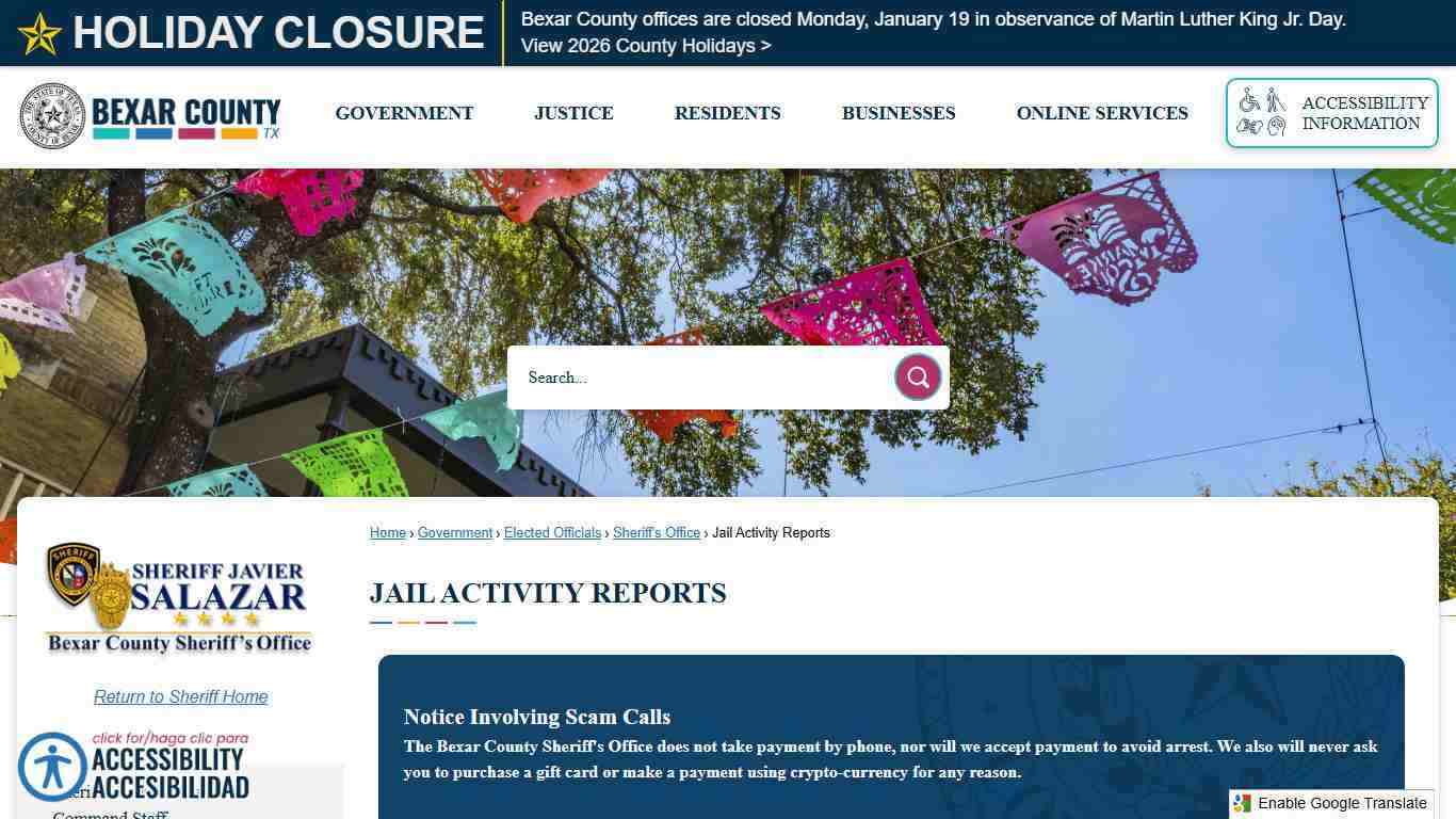 Jail Activity Reports | Bexar County, TX - Official Website